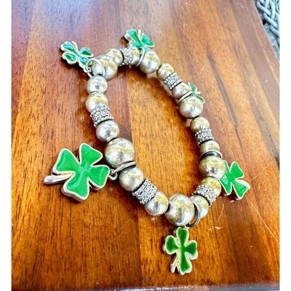 Vintage Four Leaf Clovers Stretch Bracelet St Patrick's Day Parade Party… - Picture 5 of 11